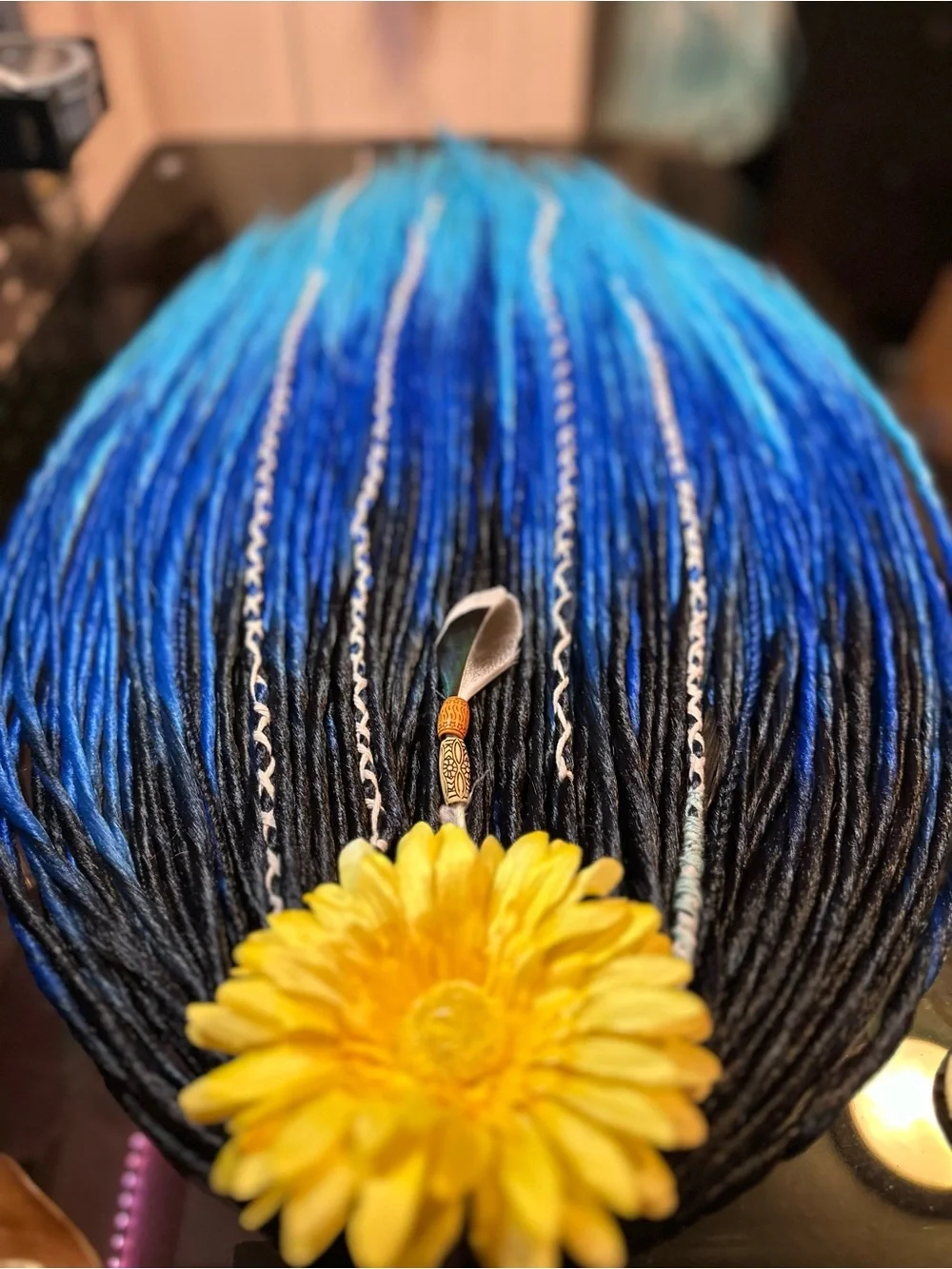 Blue Ombre Synthetic Dreadlock Extensions with Full New 60 DE Dreadlocks